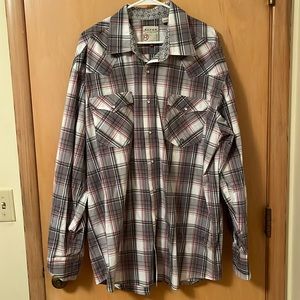 Roper Men’s Plaid Button Down Long Sleeve Western Pearl Snap Shirt
